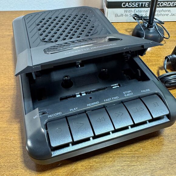 ONN Cassette Recorder External Microphone Blank Cassette Tape Headphone Jack - Picture 5 of 6